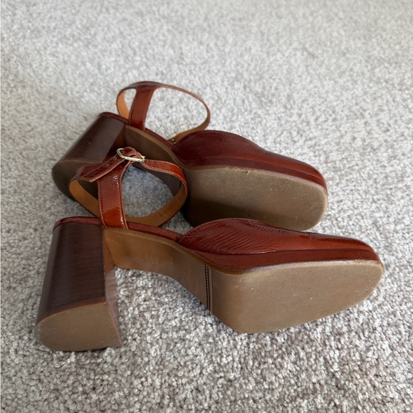 Sezane Brown Leather Heels - Picture 3 of 5
